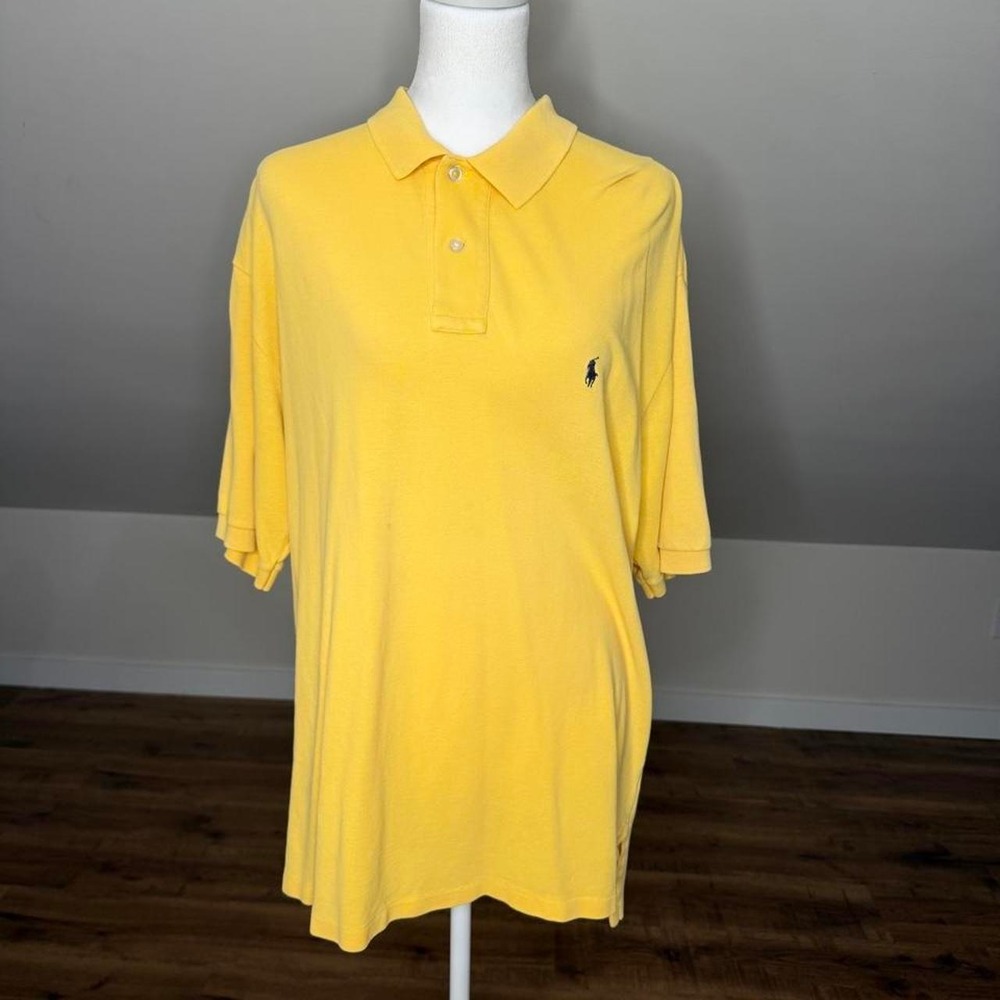 Polo Ralph Lauren Yellow Classic Fit Polo Shirt Pony Logo Cotton Men's Large